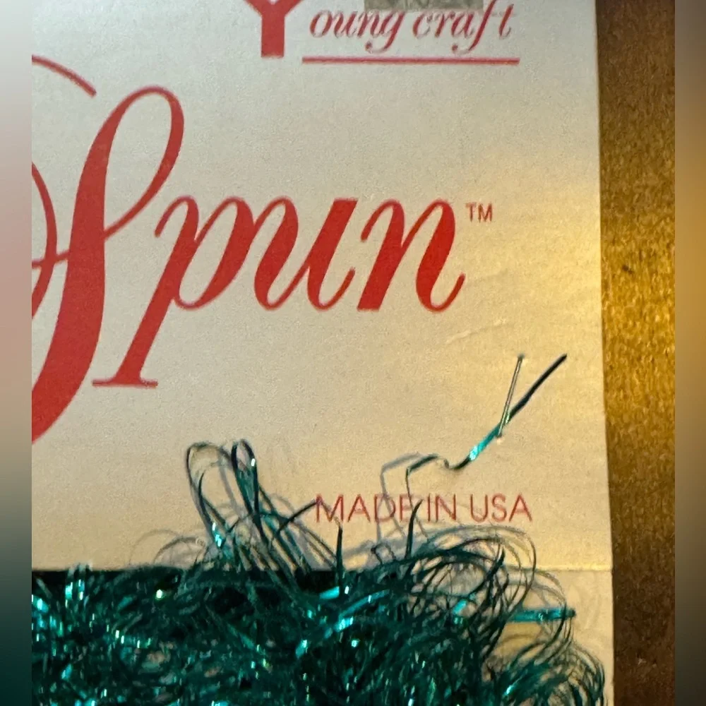 Vintage Young Craft Angel Spun Tinsel Garland In Aqua Blue, USA - 15 Ft, New
